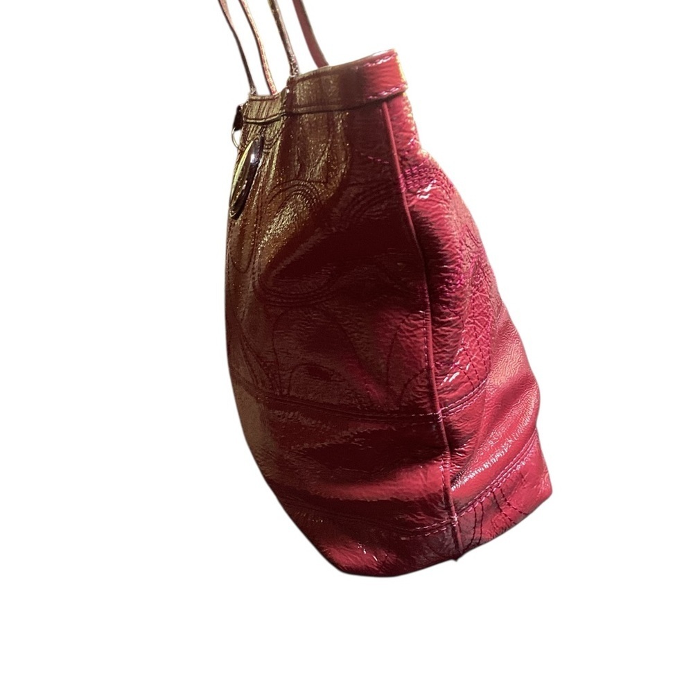 ▶️ Coach ◀️ Hot Pink Patent Leather Tote F15142 - Picture 5 of 17